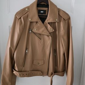 DKNY Tan Leather Jacket for Women